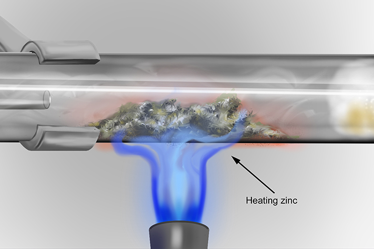 Unlike aluminium zinc doesn't burn even introduced to heat it will not burn